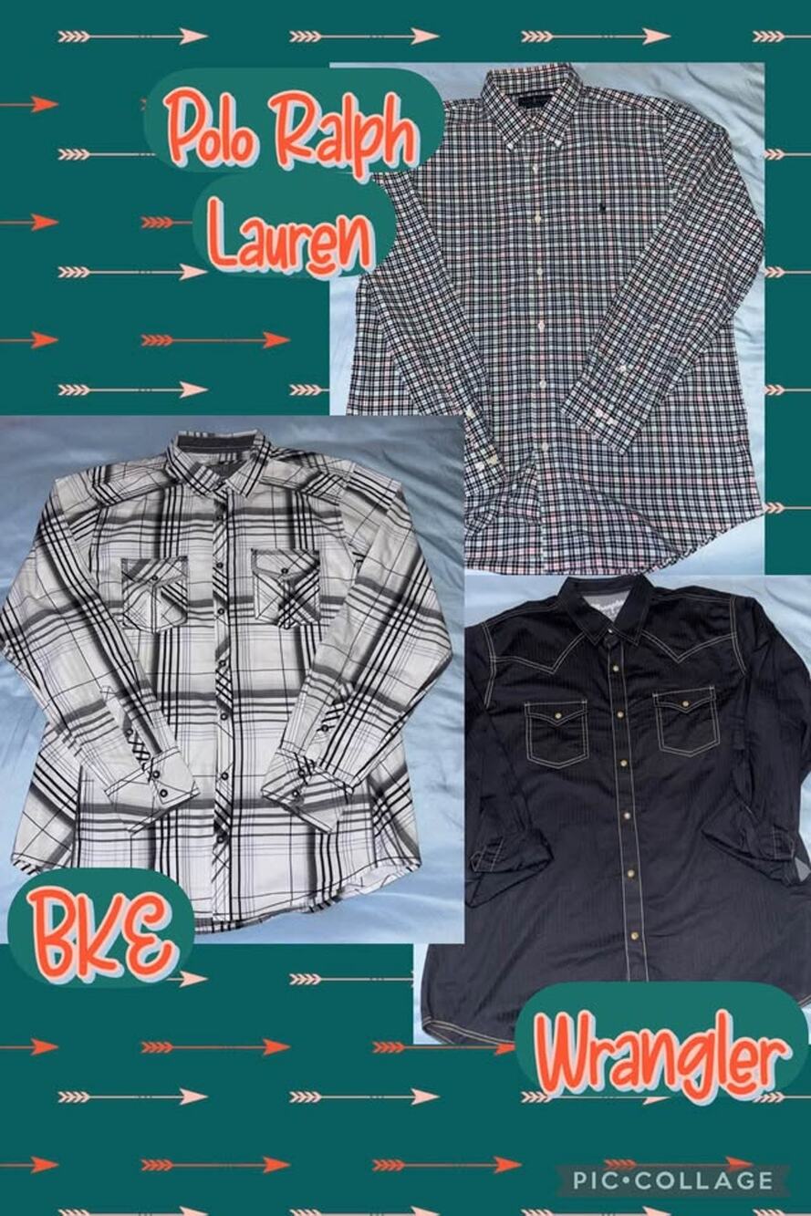3 pc Men's Button Down Shirts - Polo Ralph Lauren, BKE, Wrangler (XL)